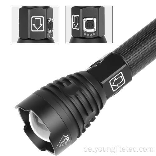 Zoomable 50W xHP90 wiederaufladbare LED -Taschenlampe